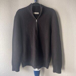 Everlane Black Ribbed Half Zip Size M